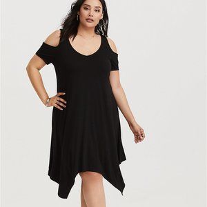 Black Jersey Cold Shoulder Dress